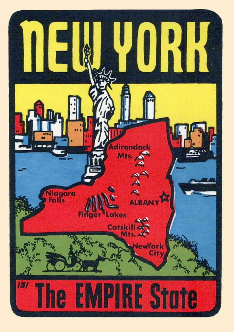 (image for) New York (9) The Empire State Map Vintage Vacation Sticker
